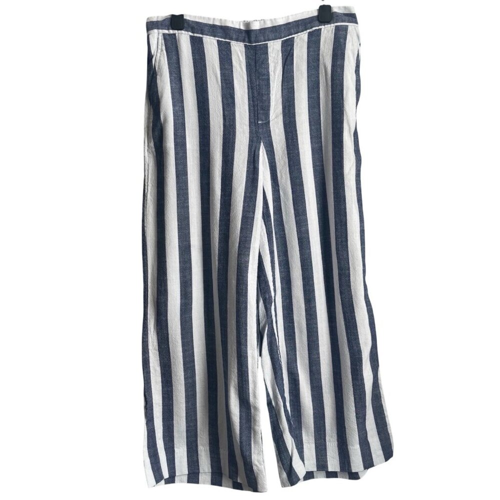 Banana Republic Womens Coastal Nautical Wide Leg Pants Size 10 Blue Striped